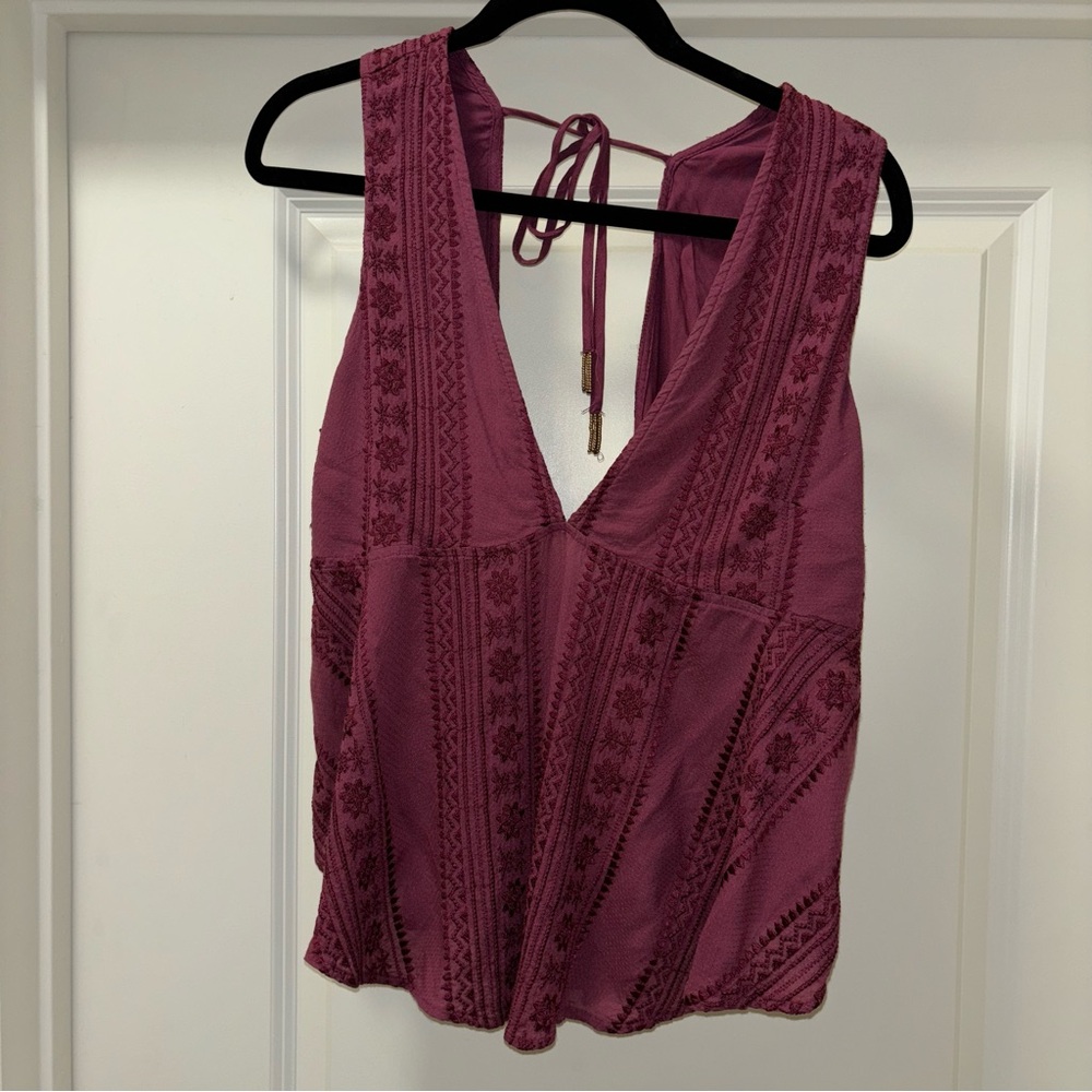 Free People Red Tie Front Sleeveless Tank Top